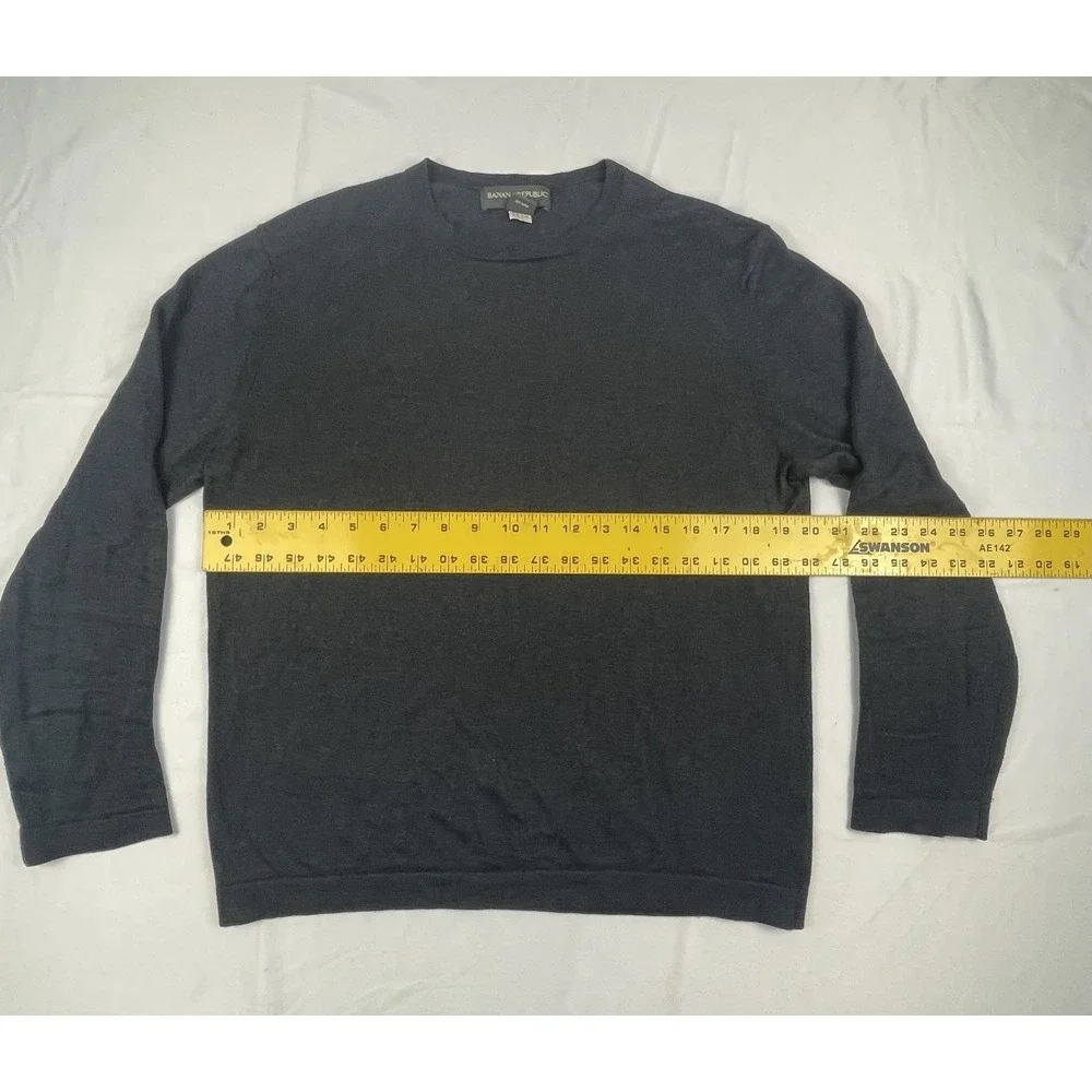 BANANA REPUBLIC MENS MEDIUM SILK CASHMERE CREW NECK SWEATER GRAY LONG SLEEVE